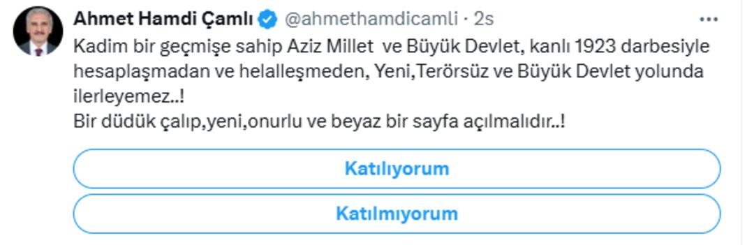 La Repubblica'yı hedefledi, bir tepki çekti! Eski Parti Yardımcısı AK AHMET HAMDI ÇAMLI 2'nin Hesaplaması