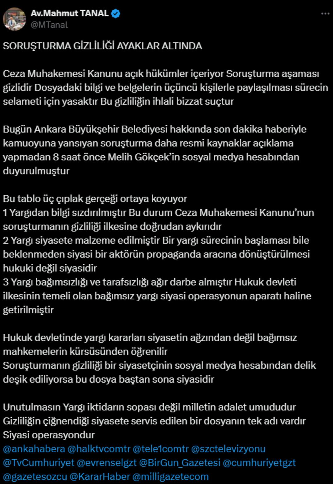     Bombayı paylaştıktan sonra operasyon operasyonları! Aynı soru akla geldi: Melih Gökçek ABB operasyonunu önceden bildirdi mi? 7