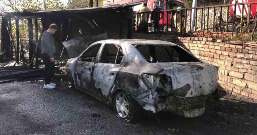 Beykoz’da korkutan yangın: Garaj ve otomobil yanarak adeta kül oldu